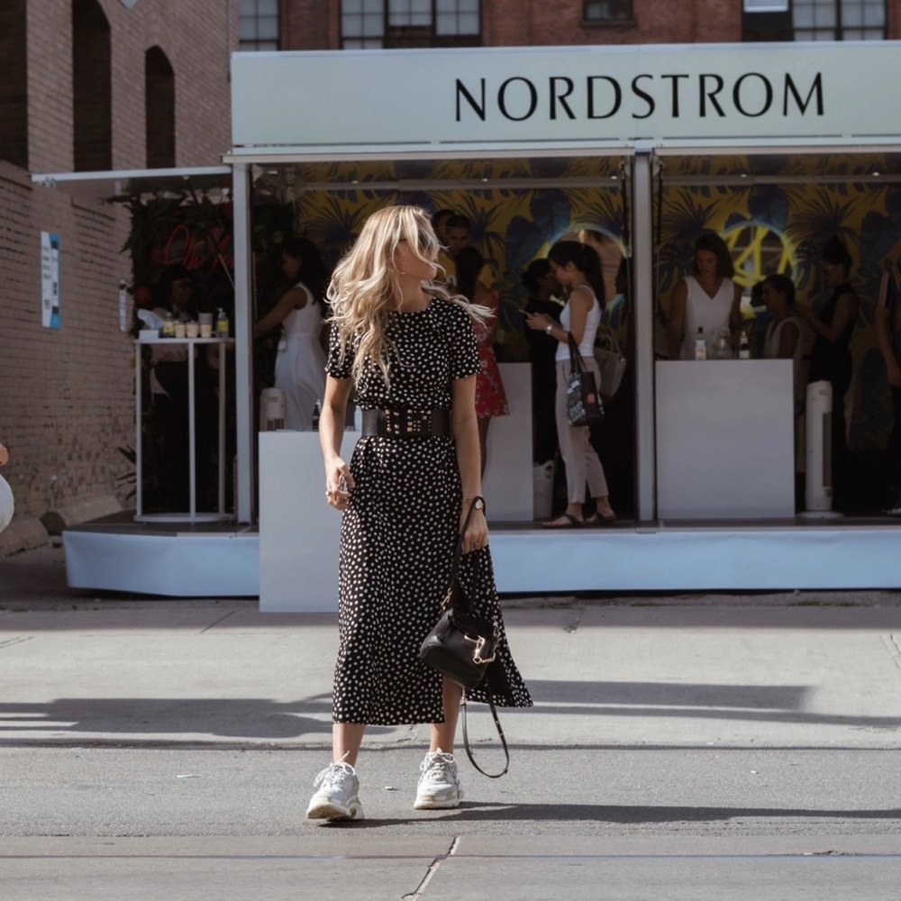 Maggy London Black Polka Dot Midi Dress
